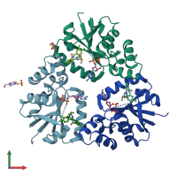 PDB entry 4nat coloured by chain, front view.