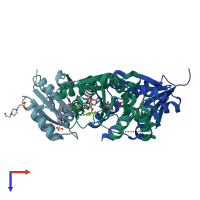 PDB entry 4nat coloured by chain, top view.