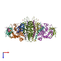 PDB entry 4naw coloured by chain, top view.