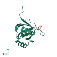 PDB entry 4nay coloured by chain, side view.