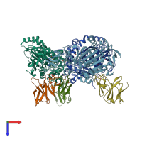 PDB entry 4nb8 coloured by chain, top view.