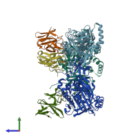 PDB entry 4nbf coloured by chain, side view.