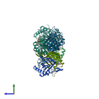 PDB entry 4nbj coloured by chain, side view.