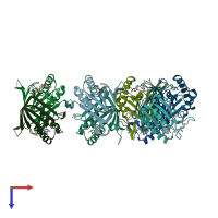 PDB entry 4nbj coloured by chain, top view.
