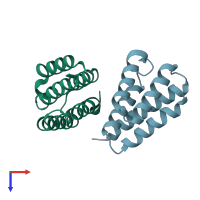 PDB entry 4nbo coloured by chain, top view.
