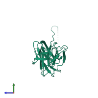 PDB entry 4ncd coloured by chain, side view.