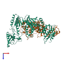 PDB entry 4ncg coloured by chain, top view.