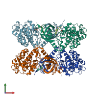 PDB entry 4nct coloured by chain, front view.