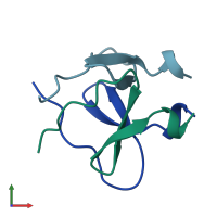 PDB entry 4ncv coloured by chain, front view.