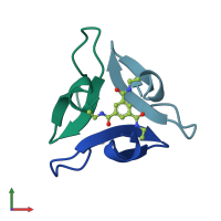 PDB entry 4ncw coloured by chain, front view.