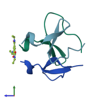 PDB entry 4ncw coloured by chain, side view.