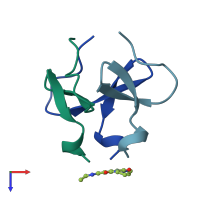 PDB entry 4ncw coloured by chain, top view.
