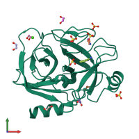 PDB entry 4ncy coloured by chain, front view.