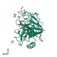 PDB entry 4ncy coloured by chain, side view.