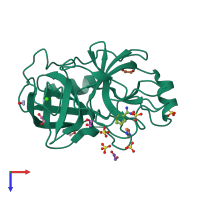 PDB entry 4ncy coloured by chain, top view.