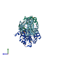 PDB entry 4ncz coloured by chain, side view.