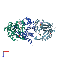PDB entry 4ncz coloured by chain, top view.