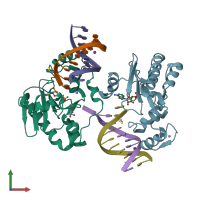 PDB entry 4ndi coloured by chain, front view.