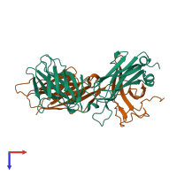 PDB entry 4ndm coloured by chain, top view.