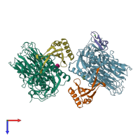 PDB entry 4ne9 coloured by chain, top view.