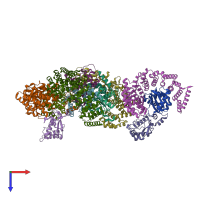 PDB entry 4nee coloured by chain, top view.