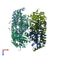 PDB entry 4nek coloured by chain, top view.