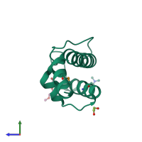 PDB entry 4neo coloured by chain, side view.