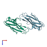 PDB entry 4nfc coloured by chain, top view.