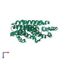 PDB entry 4nfi coloured by chain, top view.