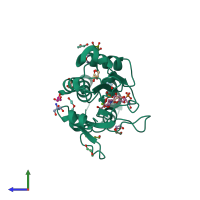 PDB entry 4nfl coloured by chain, side view.