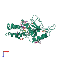 PDB entry 4nfl coloured by chain, top view.