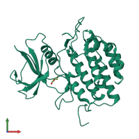 PDB entry 4nfm coloured by chain, front view.