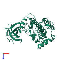 PDB entry 4nfm coloured by chain, top view.