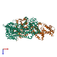 PDB entry 4nfu coloured by chain, top view.