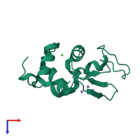 PDB entry 4nfv coloured by chain, top view.
