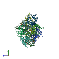 PDB entry 4nfw coloured by chain, side view.