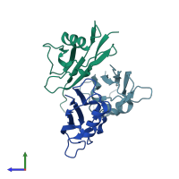 PDB entry 4ng0 coloured by chain, side view.