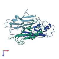 PDB entry 4ng0 coloured by chain, top view.