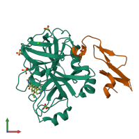 PDB entry 4ng9 coloured by chain, front view.