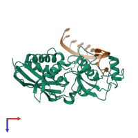 PDB entry 4ngb coloured by chain, top view.