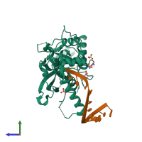 PDB entry 4ngd coloured by chain, side view.