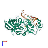 PDB entry 4ngd coloured by chain, top view.