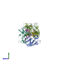 PDB entry 4ngf coloured by chain, side view.