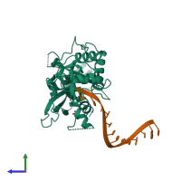 PDB entry 4ngg coloured by chain, side view.