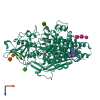 PDB entry 4ngp coloured by chain, top view.