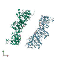 PDB entry 4nh0 coloured by chain, front view.