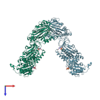 PDB entry 4nh0 coloured by chain, top view.