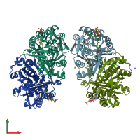 PDB entry 4nhd coloured by chain, front view.