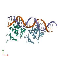 PDB entry 4nhj coloured by chain, front view.