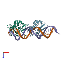 PDB entry 4nhj coloured by chain, top view.